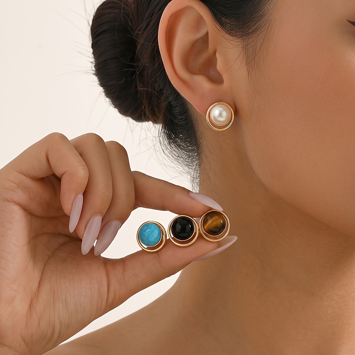 4 Pairs Women's Vintage Double-Layer Hoop Earrings Set